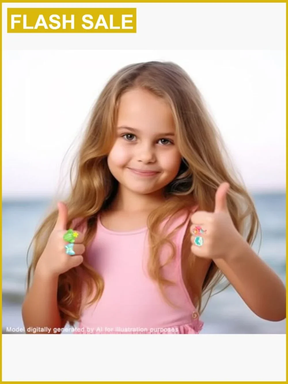 Adjustable Princess Ring Set for Kids 3-12, Dress Up Jewelry Gift Box